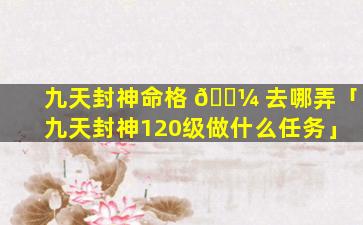 九天封神命格 🌼 去哪弄「九天封神120级做什么任务」